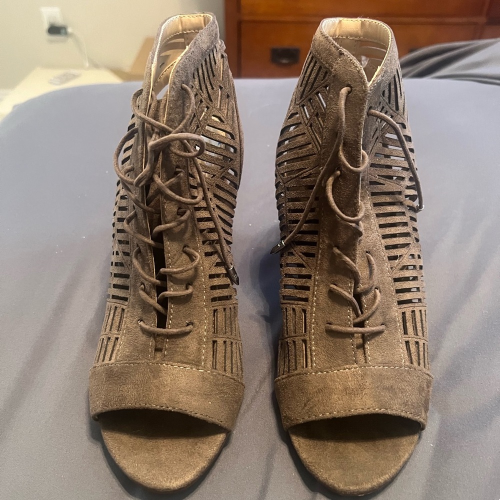 Sam Edelman Charcoal Lace-Up Cut-Out Boots